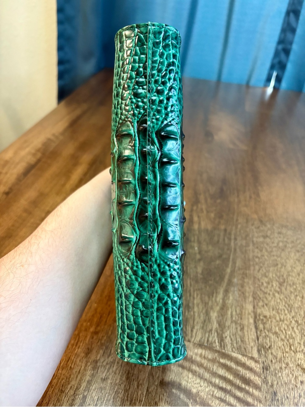 Brahmin EUC Daisy - Emerald - Like New - Back EYE - Rich Green Leather Wristlet - Picture 9 of 16